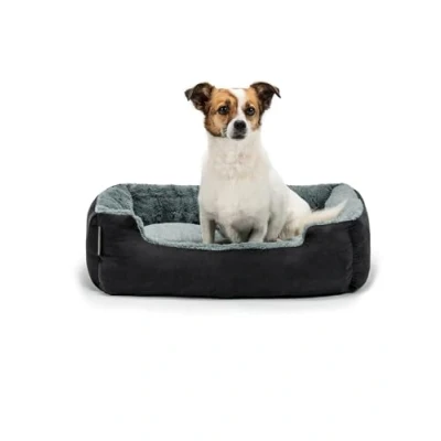 Image de lionto Lit pour Chien avec Coussin réversible et Base antidérapante, Douillet Animaux entrée Basse Chiens Chats de Tout âge, 60x48 cm, Noir/Gris