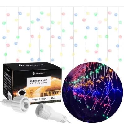 Image de SPRINGOS® Guirlande lumineuse 200 LED, 10,5 mètres Décoration Programmateur 8 fonctions IP44 multicolore