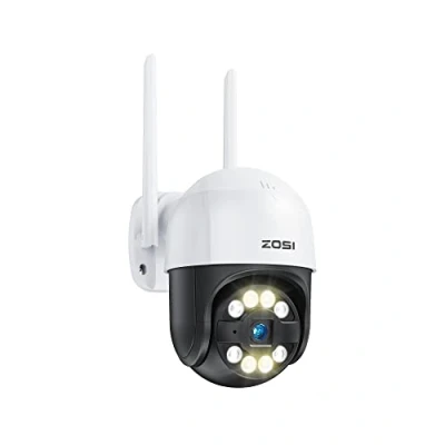 Image de ZOSI Camera Surveillance Extérieure WiFi, C289 3MP, Plug in Caméra IP Pan 355 Tilt 140, Détection AI, Alarme Via Sirène et Projecteur, Vision Nocturne Couleur, Stockage Cloud ou sur Carte Mémoire