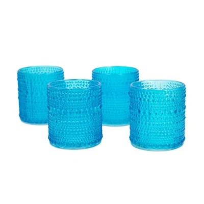 Image de Creativery Lot de 4 photophores en verre 7 x 8 cm Couleur au choix : turquoise foncé 340D