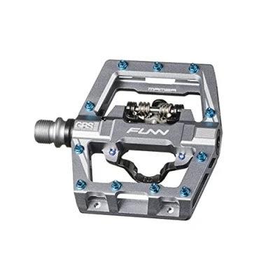 Image de Funn Mamba S Pédales VTT Clipless, à Clip Simple Face, Compatibles avec Les Cales SPD, de Vélo Axe CrMo 9/16 Pouces pour VTT/BMX/Cyclisme Gravel (Gris)