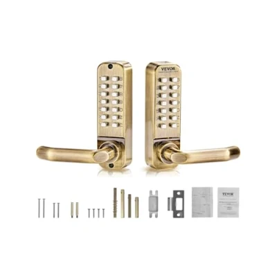 Image de VEVOR Serrure à Code Mécanique 14 Touches, de Porte d&#039;Entrée Sans Clé Clavier Mécanique, avec Poignée, Double Face, en Acier Inoxydable, Étanche, pour Maison, Bureau, Clôture Extérieure