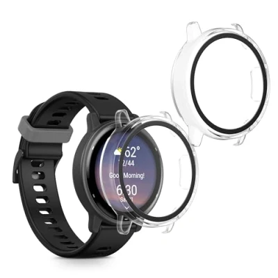 Image de kwmobile Coque Compatible avec Garmin vivoactive 5 / Active 2X Étui Cadre écran en Verre trempé pour Fitness Tracker Transparent