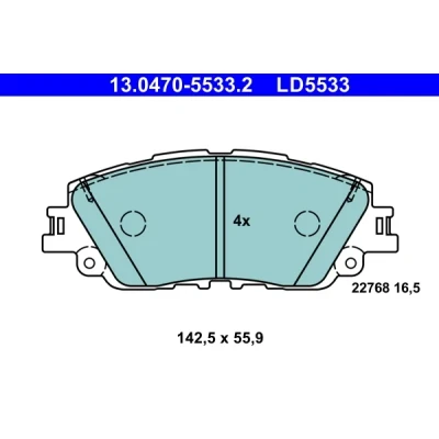Image de ATE 13.0470 5533.2 Jeu de plaquettes frein non préparé pour indicateur d&#039;usure, contact signal d&#039;usure exclu TOYOTA: RAV4 V, Camry VIII Berline