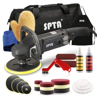 Image de SPTA 1200W Machine à polir / polisseuse voiture polissage rectifieuse,125mm 150mm 180mm avec 16 éponges de tampons polissage/ 3 Disque Laine/3 rotation ROMPS7AC