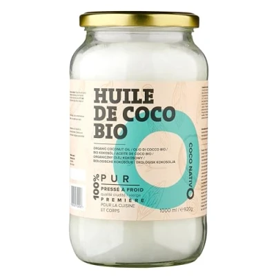 Image de CocoNativo Huile de Noix Coco Biologique Extra Vierge et non Raffinée, Pure 100% Bio Idéale Pour Les Cheveux, Le Corps Comme Aliment (1 x 1000ml)
