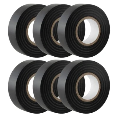 Image de GTSE Ruban adhésif isolant électrique noir 19 mm x 20 m résistant, autocollant protèger, regrouper, réparer des câbles 6 rouleaux