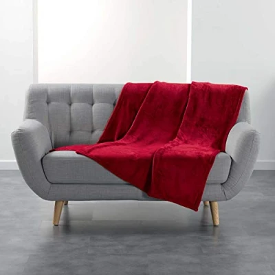 Image de douceur d&#039;interieur FLANOU Plaid, Polyester, Carmin, 125 x 150 cm
