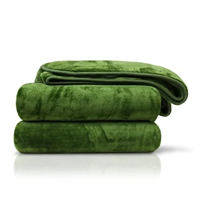 Image de Amago Couverture Extra Douce, Sensation Cachemire, 180 x 220 cm Vert Foncé