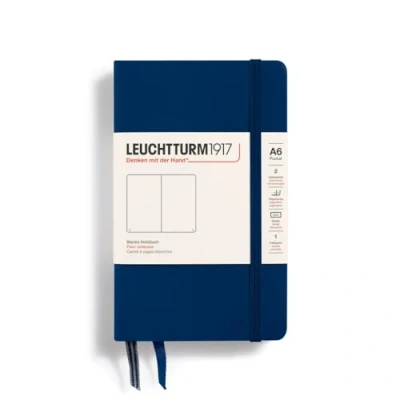 Image de LEUCHTTURM1917 342920 Carnet Pocket (A6) couverture rigide, 187 pages numérotées, blanc, bleu marine