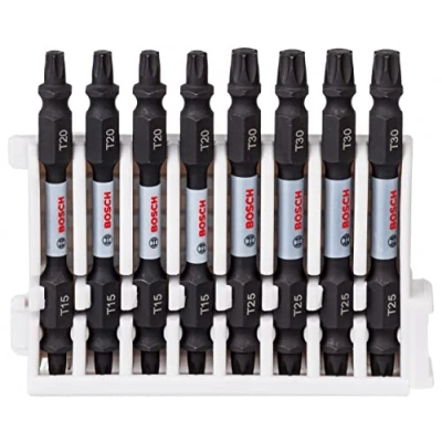 Image de Bosch Professional 8 pièces Pack d&#039;Embouts de Vissage Double Tête Torx (Impact Control, x T15 T20 Bits, Longueur 65mm, Pick and Click, Accessoires visseuse à percussion)