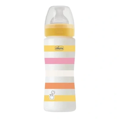 Image de Biberon Bien Être Débit Rapide, Tétine Physio en Silicone Souple et Doux, Système Anti Colique, Réduit les Régurgitations L&#039;Irritabilité, Plastique de 330 ml, 4 Mois plus, Orange