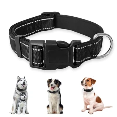 Image de UBRAVE Collier pour Chien,Collier Chien Réfléchissant,Réfléchissant Rembourré en Néoprène Souple Et Respirant,Collier Réglable Chien,avec Boucle De Sécurité,pour Petits Chiens, S/Noir