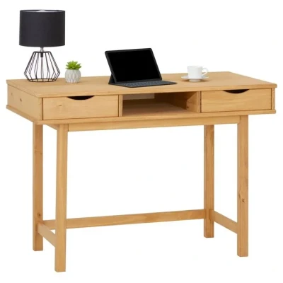 Image de IDIMEX Bureau Salsa avec Rangement 2 tiroirs et 1 Niche, en pin Massif à la Finition teintée cirée
