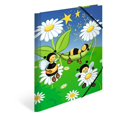 Image de HERMA 19594 Porte documents A4 pour chambre d&#039;enfant Motif animaux et prairie d&#039;abeilles en carton avec impression intérieure bande élastique