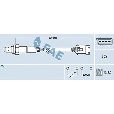 Image de FAE 77232 Sonde lambda chauffé OPEL: Vectra C CC, Signum Caravan, VOLVO: 850 Break, V70 I, XC70 I Cross Country, SAAB: 9 3 Berline