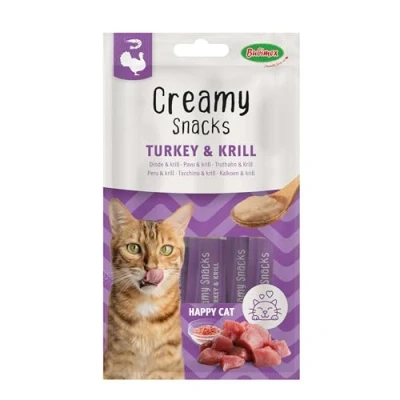 Image de Bubimex Creamy Snacks Dinde et Krill Friandises Crèmes à Lécher pour Chats Texture Lisse, Onctueuse Appétissante Stimule l&#039;Appétit Favorise l&#039;Hydratation 4 x 15 g