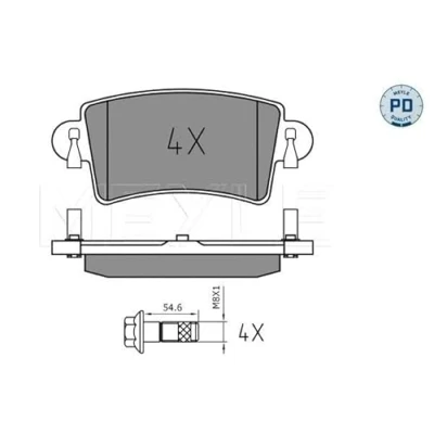Image de MEYLE 025 236 6916/PD Jeu de plaquettes frein PD Quality Essieu arrière contact signal d&#039;usure exclu avec tôle anti bruit