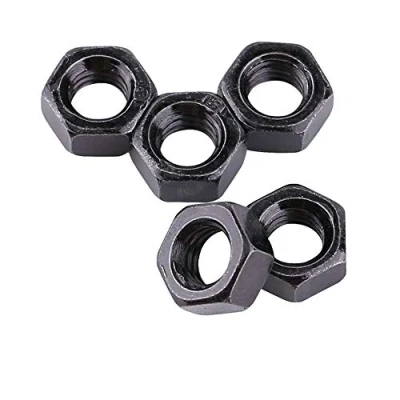 Image de Écrous en zinc noirs, 100 pièces M2 M5 acier au carbone zingué noir à filetage métrique écrous hexagonaux M2, M2.5, M3, M4, M5, excellent remplacement(M2)