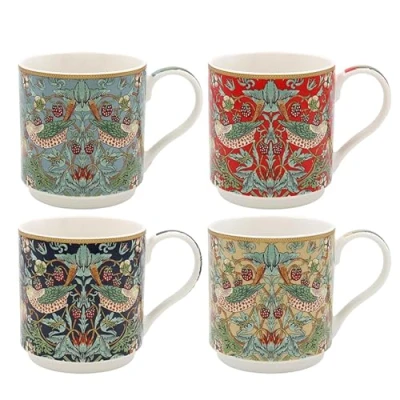 Image de Lesser &amp; Pavey Lot de 4 Tasses empilables Design britannique pour toutes les cuisines modernes avec jolis motifs (S Berry Thief Stacking S4)