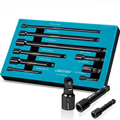Image de Libraton Barre extension Set 9PCS, Jeu de rallonge en acier chromé vanadium pour Auto Réparation, barres d&#039;extension avec plateau rangement EVA