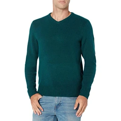 Image de Amazon Essentials Pull Col en v Doux à Manches Longues, Au Toucher Homme, Vert Forêt, XL
