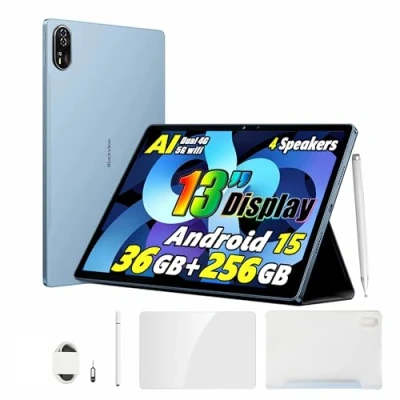 Image de Blackview Mega8 AI Android 15 Gaming Tablette 13 Pouces, 36Go+256Go/2To Tactile, Haut parleurs Quad Box, 11000mAh, 50MP, 4G LTE 5G WiFi PC Mode, Stylo Intelligent + Coque, Blau