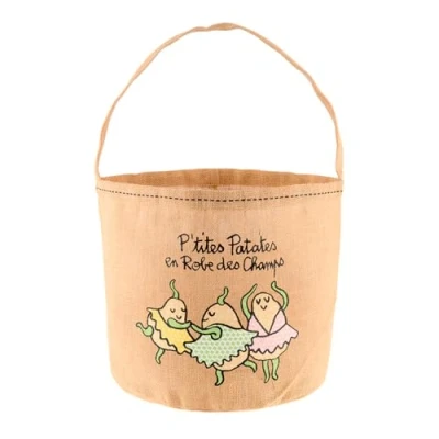 Image de DLP Sac à patates en robe des champs, Réutilisable, Jute, Supérieur plié, beige, 29 cm x 30 cm, toile de jute pour entreposer vos