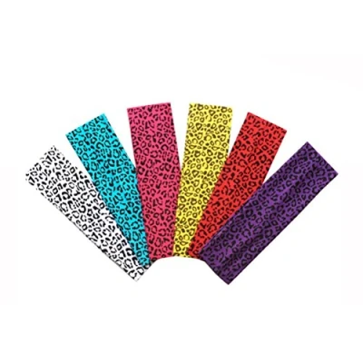 Image de 6 pcs Imprimé léopard Coton Bandeau Yoga Mode pour femmes filles Cheveux Wrap Accessoires (Bleu + Jaune Violet foncé Rouge Blanc Rose rouge)