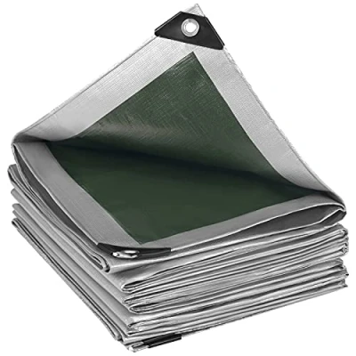 Image de WOLTU GZ1210grg01 bâche de Protection PE Piscine 2x3m 180g/m²,Couverture étanche imperméable et indéchirable, Gris/Vert