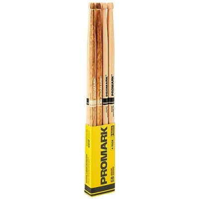 Image de ProMark Baguette en hickory Rebound 5B, pointe bois de gland, paquet 4 FireGrain Noir