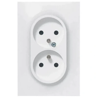 Image de LEGRAND Prise Electrique Double 16A avec Terre Neptune 2P+T à Fixation Griffes/Vis Blanc