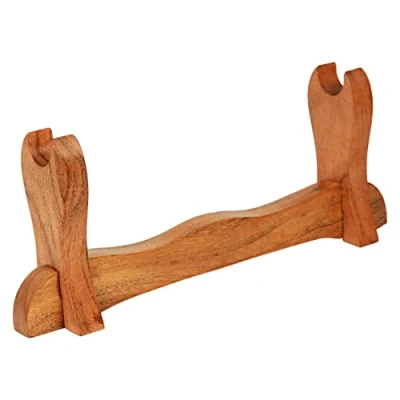 Image de Mythrojan Medieval Sword Stand Solid Wood Horizontal Display Rack for Katana, Samurai, Gladiator, Crusader Swords Elegant Tabletop Holder, 1 Tier