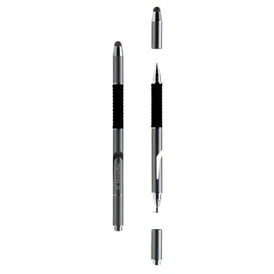 Image de XtremeMac Stylet Professionnel élégant 3 en 1 avec Pointe Microfibre, Disque de précision et Stylo à Bille Rechargeable (Gris sidéral) Noir, Argent XWH STY 83