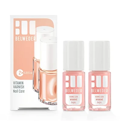 Image de BELWEDER Vernis Soin Vitaminé Ongles 2 x 7,5 ml Pour Fragilisés, Secs et Cassants Semi Transparent Embellit &amp; Fortifie Enrichi en Vitamine E, Panthénol Calcium