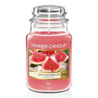 Image de Yankee Candle Bougie parfumée Pastèque juteuse Format jarre longue durée jusqu’à 150 heures de combustion Cadeaux parfaits pour les femmes