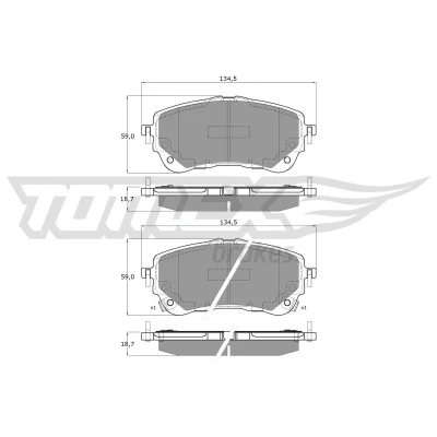 Image de TOMEX brakes TX 19 82 Jeu de plaquettes frein Essieu avant contact signal d&#039;usure inclus avec vis d&#039;étrier accessoires