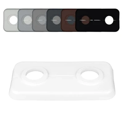 Image de FUX 3 Pcs. rosace radiateur, 12mm 21,3mm, double pour tuyau de chauffage, cache plomberie, coffrage tuyau, trou, 2 trous (15mm, blanc RAL 9016)