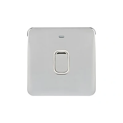 Image de Schneider Electric Lisse Interrupteur de commande sans vis avec indicateur LED 240 V, argent, GGBL2011WPCS, 240V