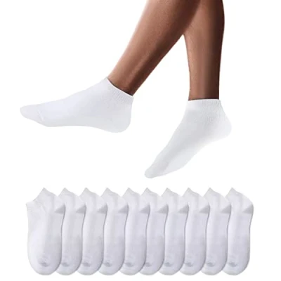 Image de YouShow Chaussettes de Basket Hommes Femmes 10 Paires mi Courtes Coton Unisexe OEKO TEX Standard 100(Blanc,43 46 EU)