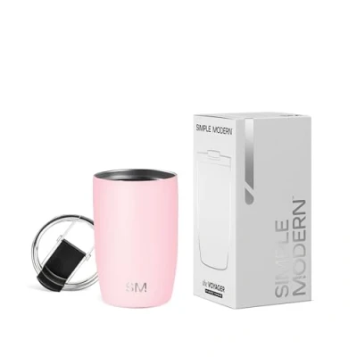 Image de Simple Modern Tasse de Café Voyage avec Couvercle Rabattable Glacé Isolée en Acier Inoxydable Cadeaux pour Femmes et Hommes Voyager Collection 350ml Blush