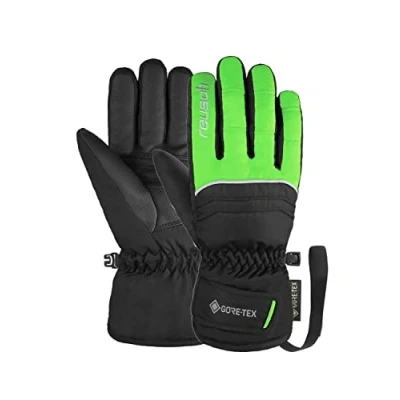 Image de Reusch Teddy Gore Tex Gants de Ski Chauds résistants au Vent et à l&#039;eau, Sport, Neige pour Luge, d&#039;hiver, 5, Noir/Vert Fluo