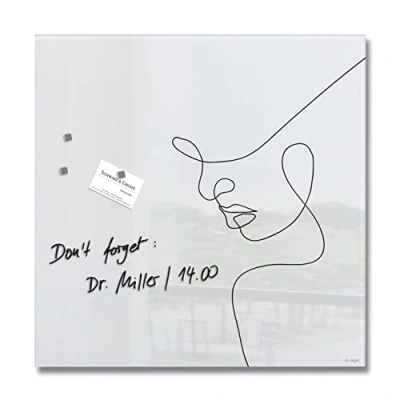 Image de SIGEL GL295 Tableau magnétique en verre premium, surface brillante, 48 x cm, de sécurité, montage facile, 3 aimants néodyme inclus, super blanc/noir Artverum
