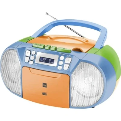 Image de Dual Dab P 210 Radio Cassette avec CD Dab(+)/FM Boombox Lecteur Haut Parleur stéréo USB Entrée AUX Alimentation Secteur / Batterie Portable Multicolore
