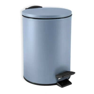Image de Spirella, Poubelle à Pédale en Acier, Modèle Adelar, Mécanisme slow close, le couvercle se referme doucement et silencieusement, Revêtement anti traces de doigts, Bleu 3 Litres