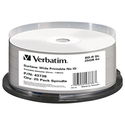 Image de Pack de 25 BD R Verbatim 6x Go imprimables Spindle