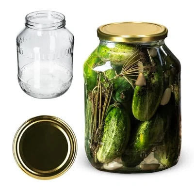 Image de KADAX Weck Lot de 1 bocal à insérer 2,5 l Diamètre : 100 mm Verre conserve concombre rond Couvercle doré