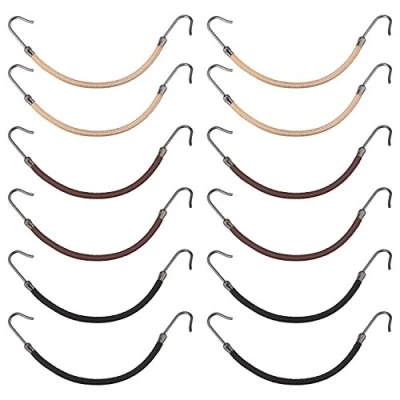 Image de Lot de 15 élastiques à cheveux pour queue cheval, noir, marron et blond