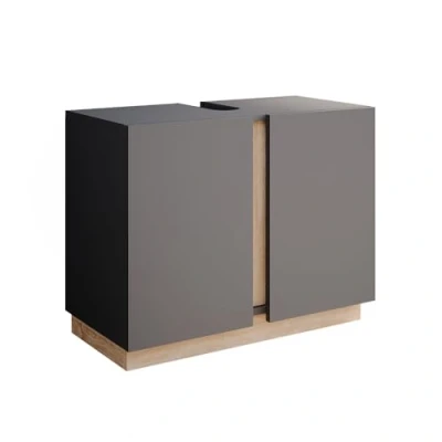 Image de meuble sous vasque simple Gloria, 70.4 x 55.5 cm avec 2 portes, Anthracite, Vicco