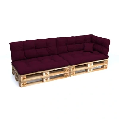 Image de POKAR Set de 6 Coussins Matelassé pour Palettes Euro: 2X Assise 120x80cm + Dossier 120x40cm 1x 60x40cm Coussin 40x40cm, Canapé Jardin, sans Palette, Violet